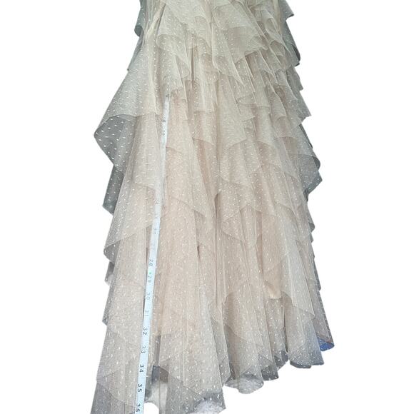 Anthropologie Tiered Ruffle Midi Skirt — Beige Mesh, Size L - Picture 7 of 7